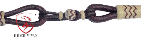 20 Plaits Romal Reins, Romal Reins Chestnut Cherry Rawhide, 55" With Reins Connectors, Specially Hand-Crafted Braided Reins.