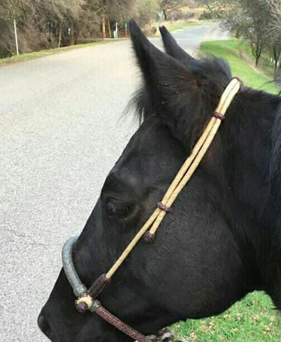 Horse Bosal Hanger, Hand Braided Bosal Hanger, Bosal Hanger Natural & Dark Cherry Knot.
