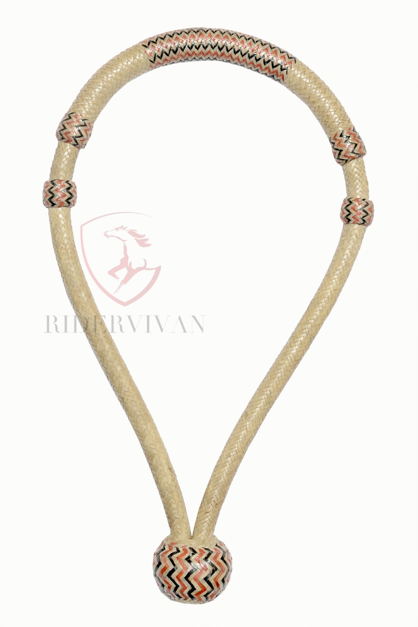 Horse Bosal, Bosal Natural & Black/Red Rawhide, Bosal 40 Plaits, Bosal 5/8" Thickness, High-Quality Handmade Bosal, Sale For Only Bosal.