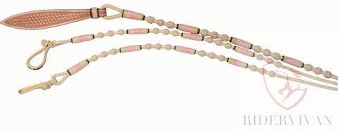 Romal Reins Natural Cow Rawhide, 20 Plaits Romel Reins, Romal Reins Regular 55" With Reins Connectors, Specially Hand-Crafted Braided Reins.