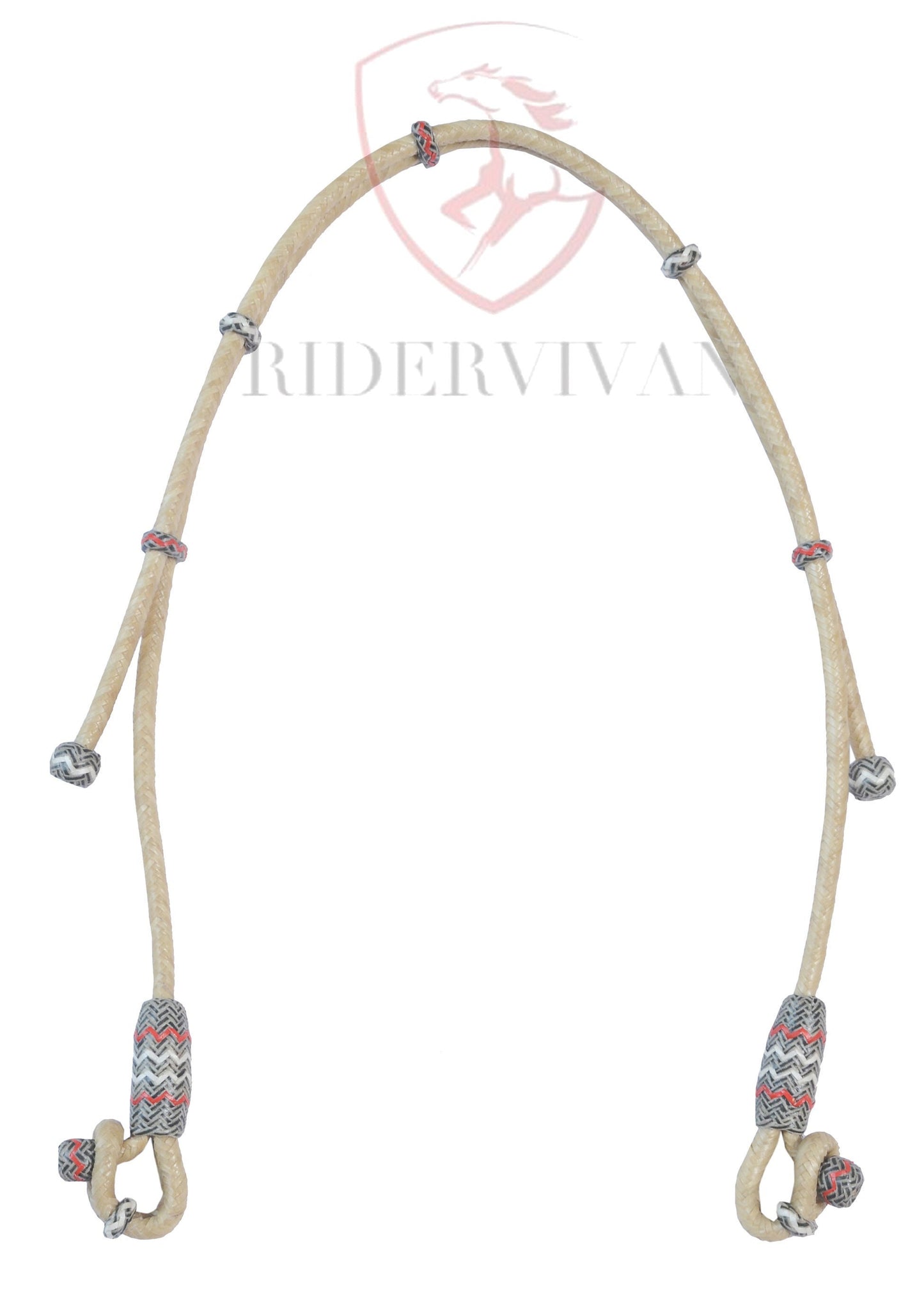 Handmade Bosal Set, 40 Plaits Rawhide Natural & Black Bosal Set, Bosal Set With Black Nylon Mecate Rein.