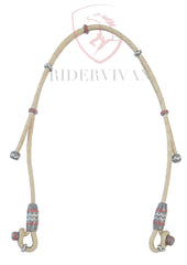 Handmade Bosal Set, 40 Plaits Rawhide Natural & Black Bosal Set, Bosal Set With Black Nylon Mecate Rein.