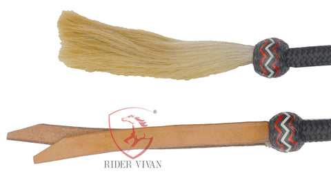 5/8" Western Bosal Set, 40 Plaits  Rawhide Natural & Black Knot Bosal Set, Bosal Set With Black Nylon Mecate Reins, High-Quality Bosal Set.
