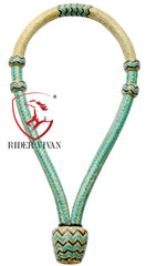 Hand-crafted Bosal, Horse Bosal Natural & Turquoise, 28 Plaits Rawhide Bosal, 5/8" Thickness High-Quality Bosal, Sale For Only Bosal