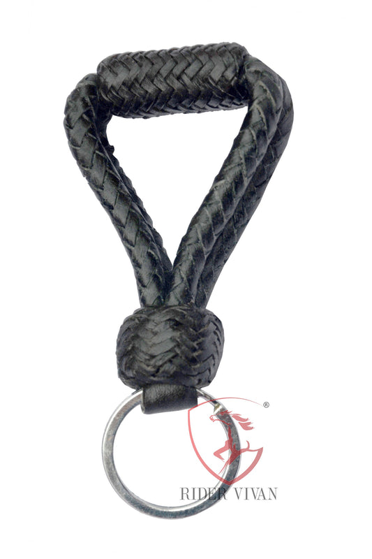 Designer Key Ring, Handmade Braided KeyChain,  Black Rawhide KeyChain,