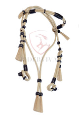Hand-crafted Horse Headstall, 16 Plaits Natural Rawhide Headstall, Headstall with Mane Horse Hair Tassels.