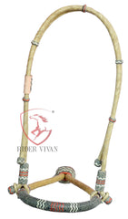 Handmade Bosal Set, 40 Plaits Rawhide Natural & Black Bosal Set, Bosal Set With Black Nylon Mecate Rein.