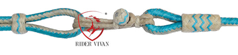 20 Plaits Romal Reins, Romal Reins Natural and turquoise Rawhide, 55" With Reins Connectors, Specially Hand-Crafted Braided Reins.