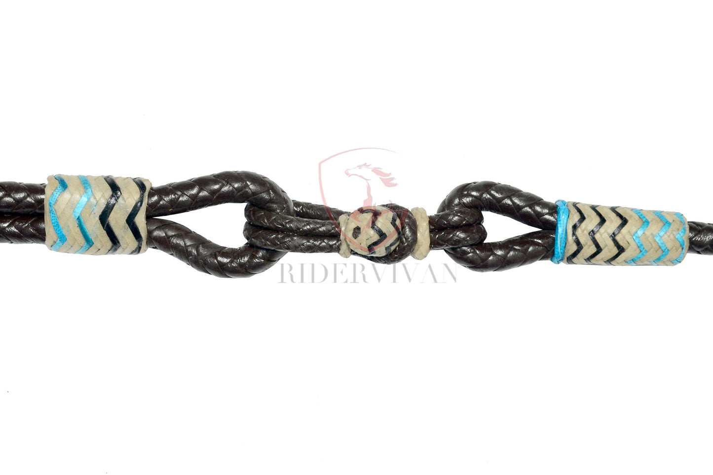 Romel Reins 10 plait Regular 55", Brown Soft Leather Romal Reins, Romel Romal Reins with reins connectors.