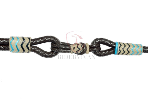 Romel Reins 10 plait Regular 55", Brown Soft Leather Romal Reins, Romel Romal Reins with reins connectors.