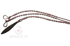 Hand-Braided High-Quality Romel Reins 20 Plaits Romal Reins Chestnut Cherry & Black Cow Rawhide, Sale For Only Romal Reins.