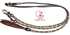 20 Plaits Romal Reins, Romal Reins Chestnut Cherry Rawhide, 55" With Reins Connectors, Specially Hand-Crafted Braided Reins.