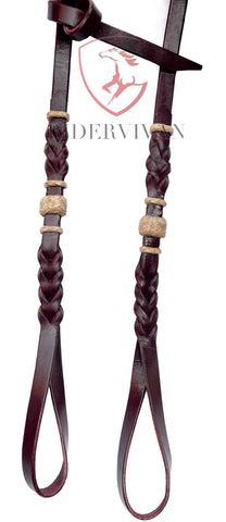 Beautiful Bosal Hanger single-ply 1/2" Latigo & Natural Leather Bosal Noseband Hanger - Self-tie ( Set of 2 )