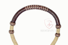 Western Horse Bosal, Natural & Cherry Rawhide Hackmore, 24 Plaits Braided Bosal, Bitless Western bosal.
