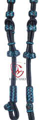 Hand-crafted Two-Ear Headstall, Black Rawhide Braided Headstall, Horse Headstall with Black Knot.