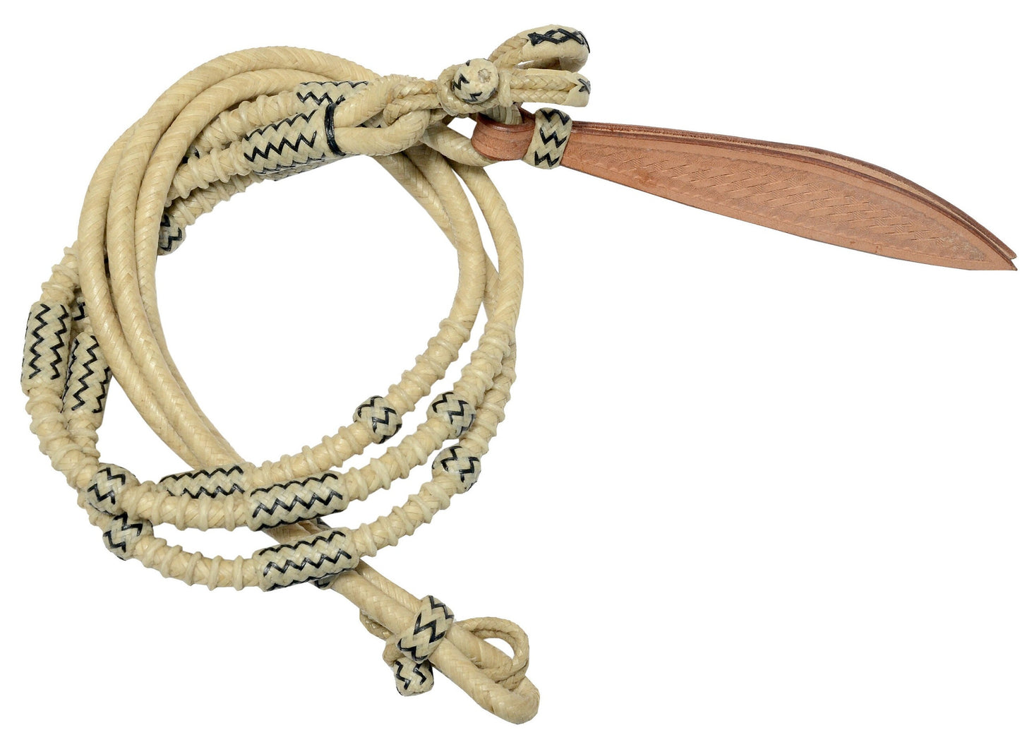 Hand-Braided Romel Reins, 20 plaits Romal Reins, 55" Natural Romal Reins With Reins Connectors.