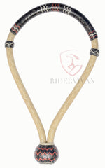 5/8" Western Bosal Set, 40 Plaits  Rawhide Natural & Black Knot Bosal Set, Bosal Set With Black Nylon Mecate Reins, High-Quality Bosal Set.