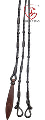 Dark Brown Western Romal Reins, 10 Plaits Romel Reins, 55" Romel Reins With Reins Connectors, Specially Hand-Braided Romel Reins.