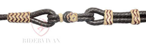 Romal Reins Dark Brown, 10 Plaits Romel Reins, 55" Romel Reins With Reins Connectors, Hand-Braided Romel Reins, Sale For Only Romal Reins.