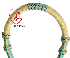 Hand-crafted Bosal, Horse Bosal Natural & Turquoise, 28 Plaits Rawhide Bosal, 5/8" Thickness High-Quality Bosal, Sale For Only Bosal