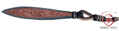 20 Plaits Romal Reins, Romal Reins Chestnut Cherry & Natural Rawhide, 55" Hand Braided Reins With Connectors, Sale For Only Romal Reins.