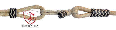 New Hand Braided Natural Rawhide Show Romel Romal Reins, Horsetack Natural & Brown Romal Reins.
