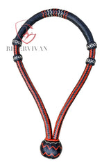 Western Horse Bosal, Black & Red Rawhide Hackamore, 24 Plaits Braided Bosal.
