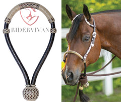Horse Bosal Dark Chocolate Brown/Natural Rawhide, 40 Plaits Bosal, 5/8" Thickness High-Quality Bosal, Handmade Bosal, Sale For Only Bosal