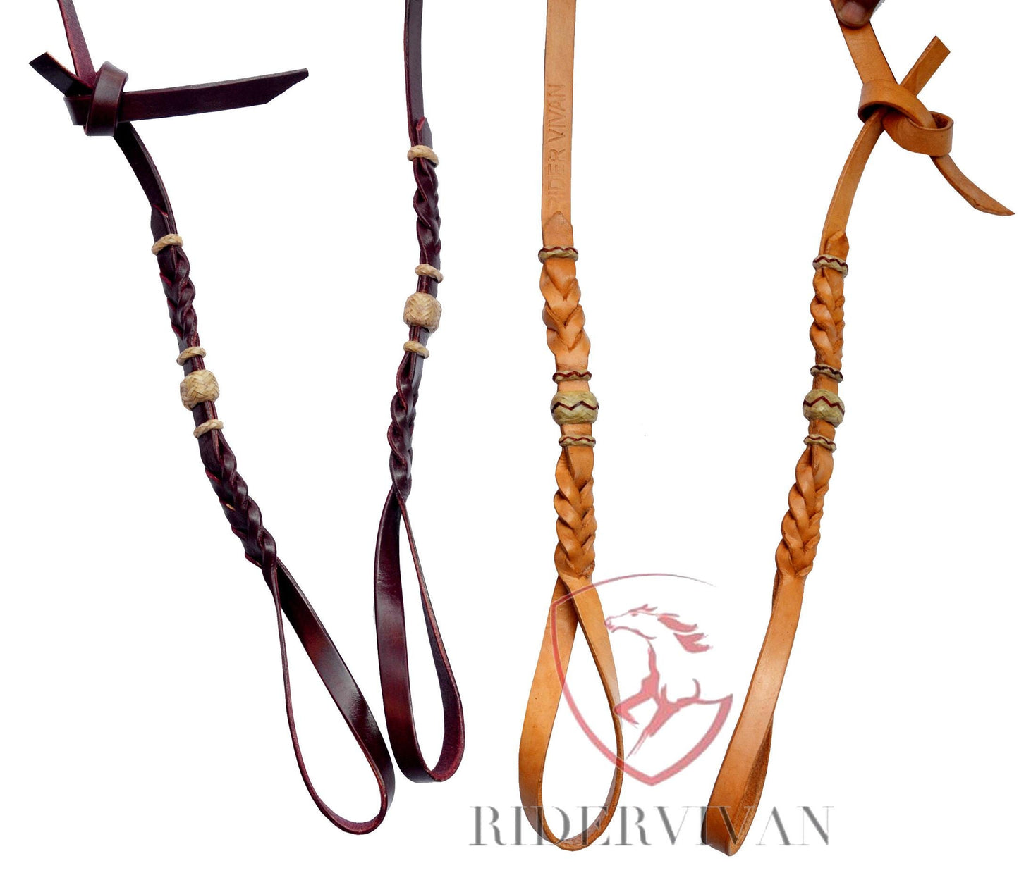 Beautiful Bosal Hanger single-ply 1/2" Latigo & Natural Leather Bosal Noseband Hanger - Self-tie ( Set of 2 )