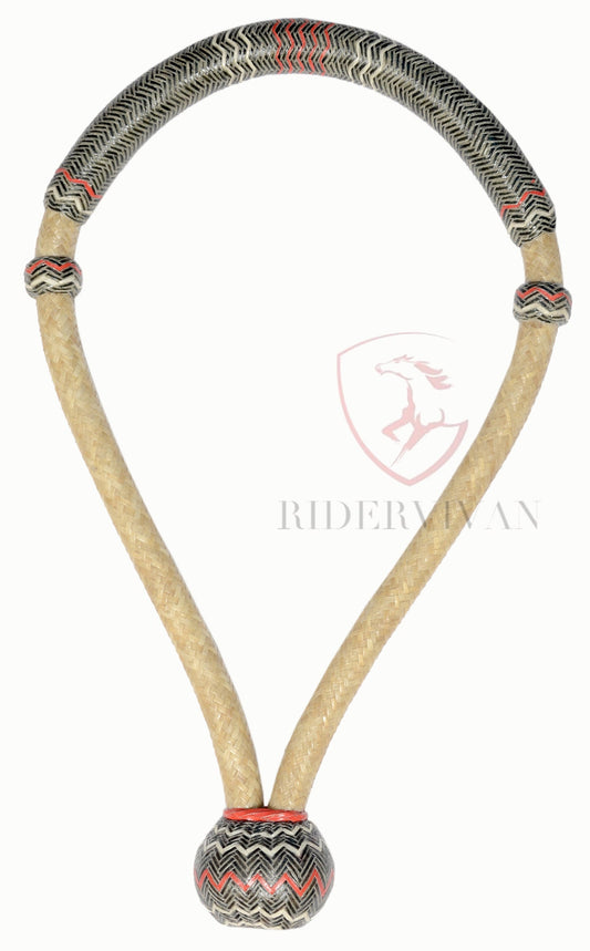 Handmade Horse Bosal, Natural & Black Rawhide Bosal, 40 Plaits Western Bosal.