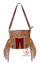 Genuine Leather Cowhide Bag, Hand Tooled Fringe Bag, Western Women’s Purse Bag, Crossbody Bag