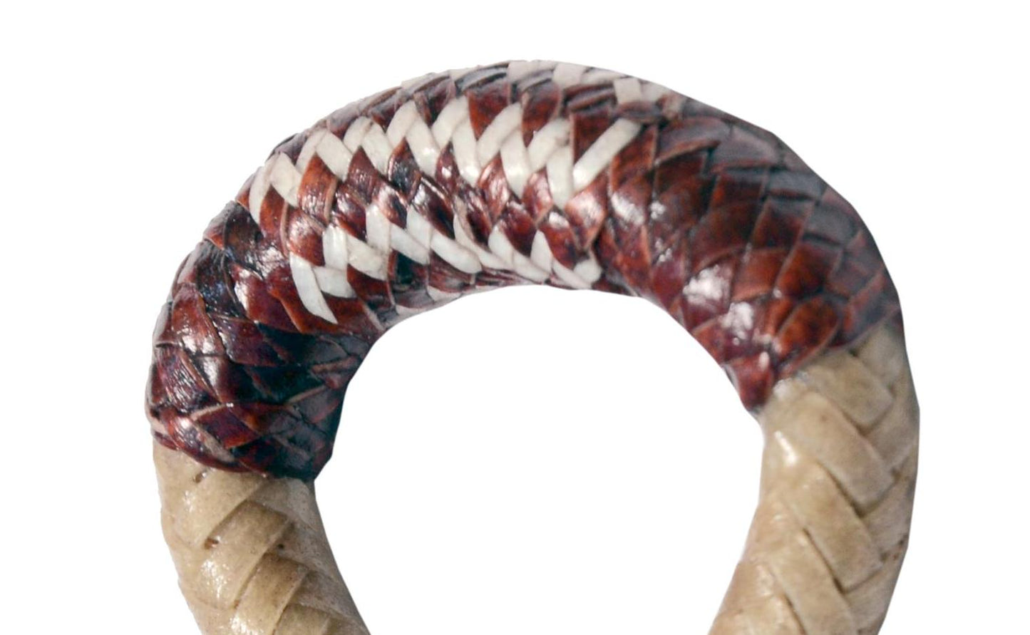 Designer Handmade Braided KeyChain, Natural Rawhide & Cherry Red Pattern keyChain.